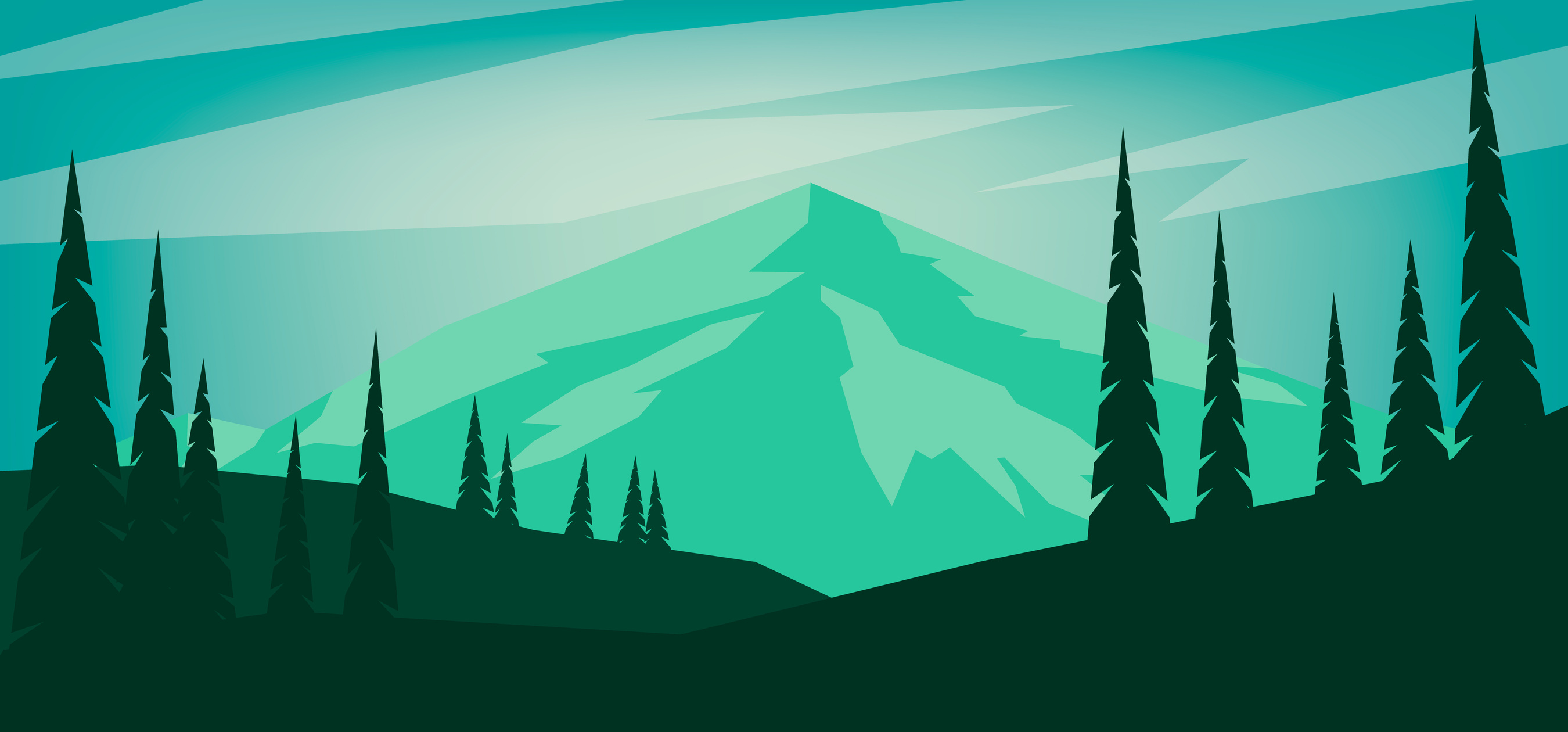 Cartoon mountain landscape in flat style. Design element